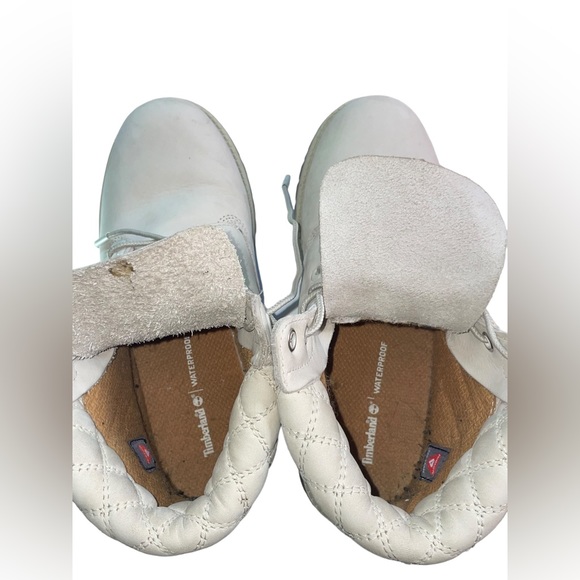 Timberland Lace Up Quilted top Premium Creme Taupe Boots Sz5 Sz37.5 - Picture 6 of 11